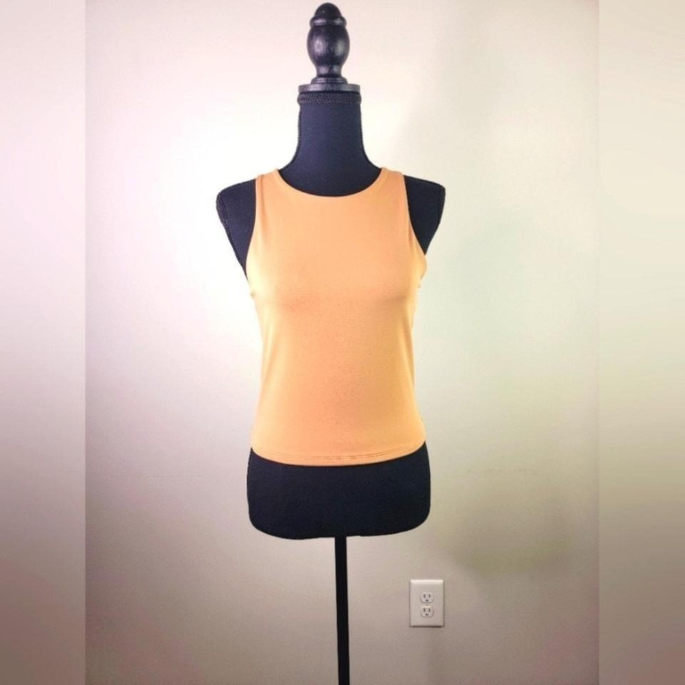 Express Body Contour High Neck Tank Top Tan Camel Sleeveless Bodysuit Style M